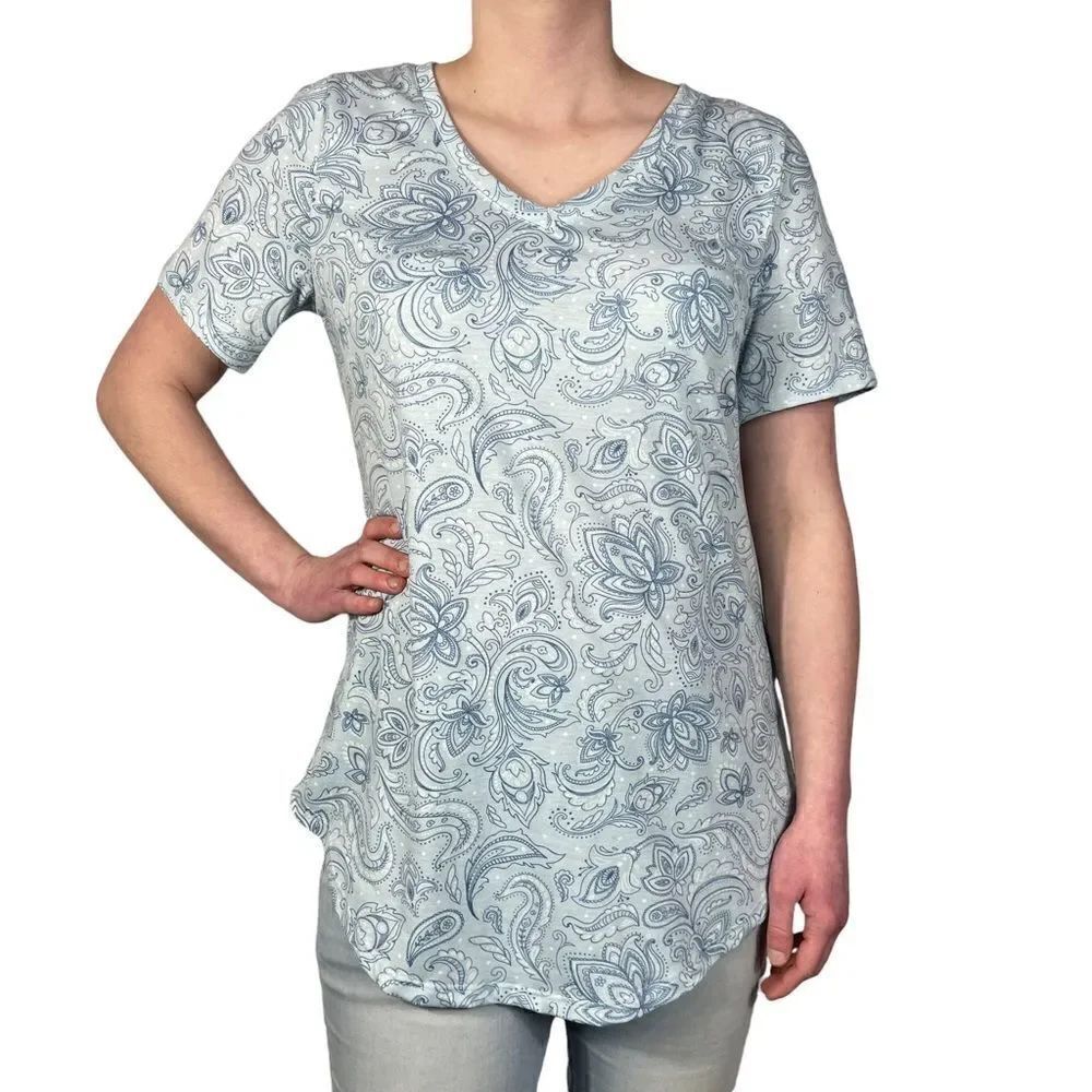 LulaRoe Print Blue and White Top